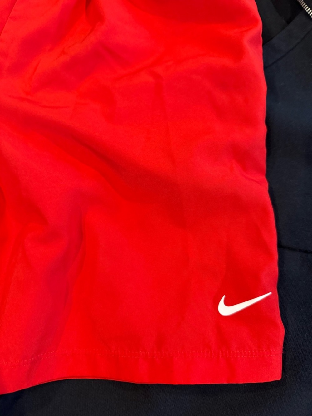 Nike Dri-Fit training Red Athletic Shorts with White Swoosh